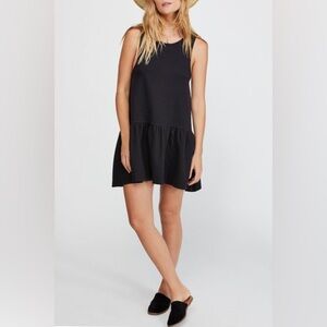 Free People easy street sleeveless textured drop waist mini dress, black size XS